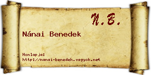 Nánai Benedek névjegykártya